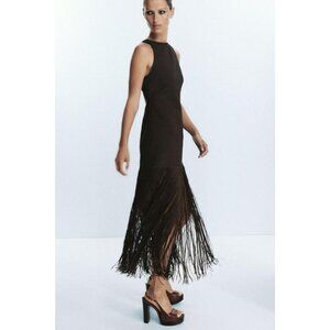 ZARA FRINGED FITTED DRESS